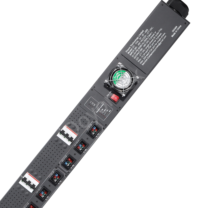 250A Telecom PDU dimensions 1889x58x70mm for 19-inch rack